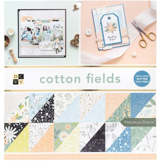 DCWV&#xAE; Cotton Fields 12&#x22; x 12&#x22; Double-Sided Cardstock, 36 Sheets